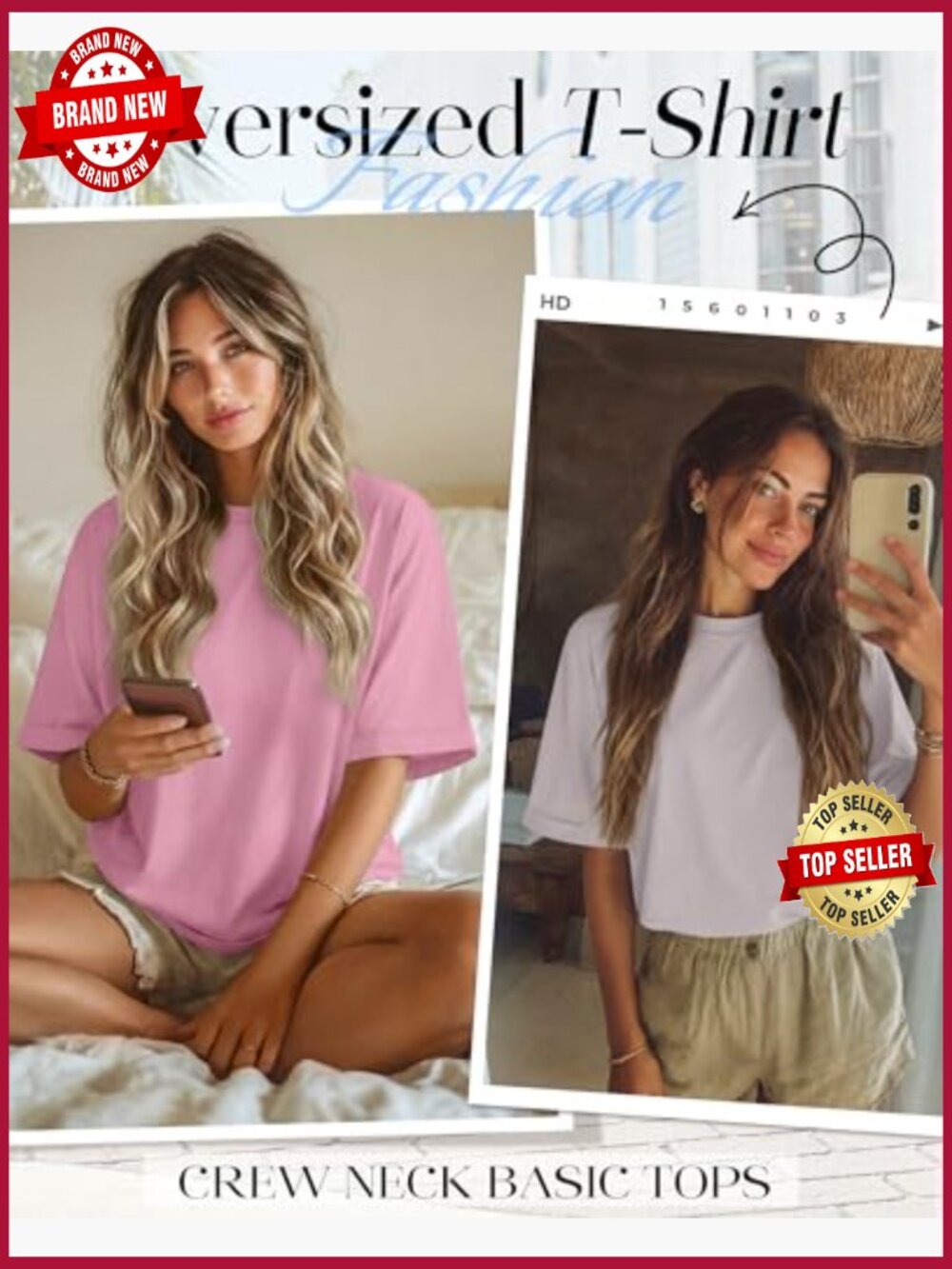 3 Pack Women's Oversized Tees Short Sleeve Crew Neck Summer Basic Tops - Picture 4 of 7